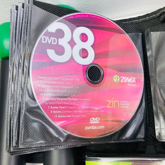 Lot of 14 ZUMBA Fitness CD/DVD Discs ZIN Instructor Network Music 1 lb Weights - Picture 9 of 9